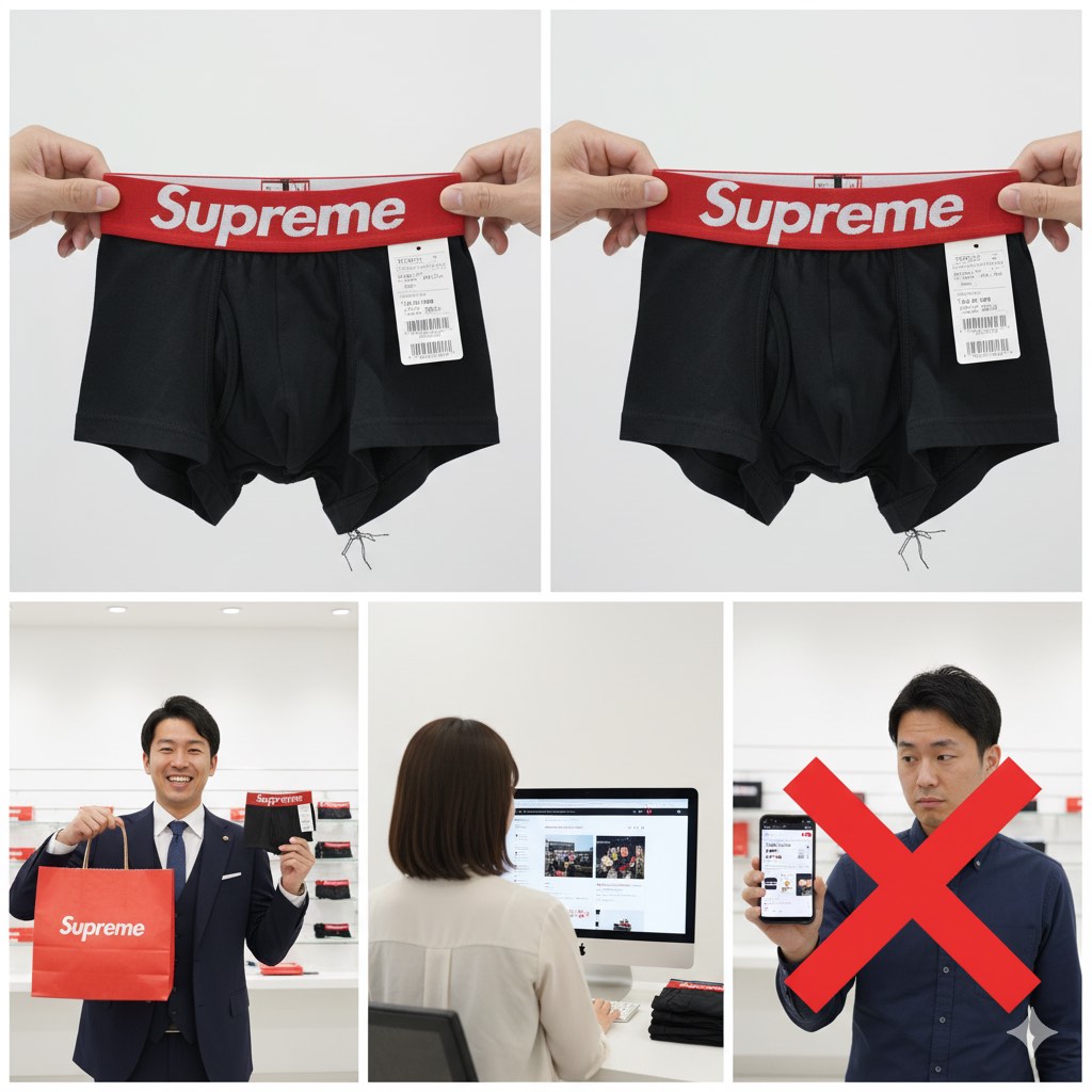 購入前のSupremeボクサーパンツ偽物の見分け方